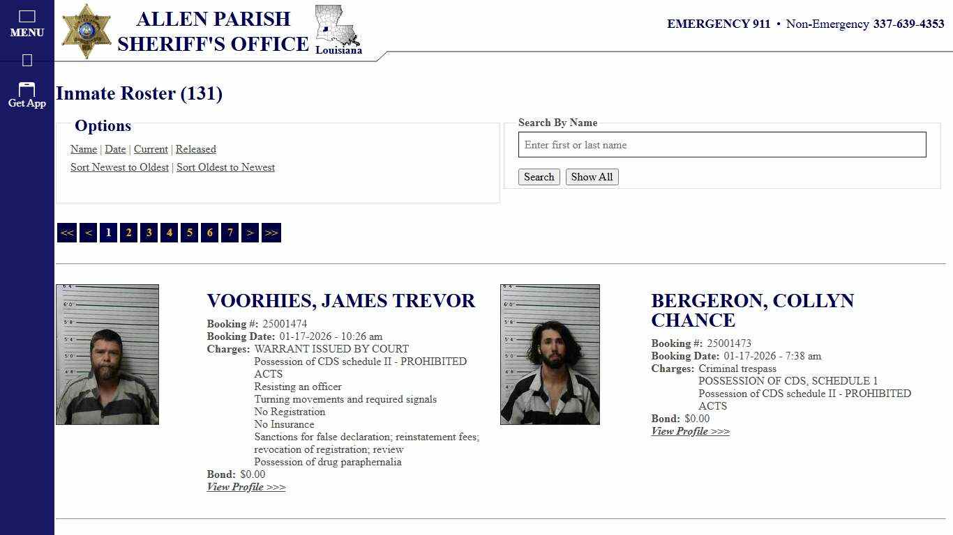 Inmate Roster - Current Inmates Booking Date Descending - Allen Parish Sheriff's Office